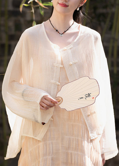 New Chinese Style Coffee Summer Thin Outerwear Cardigan Lk026