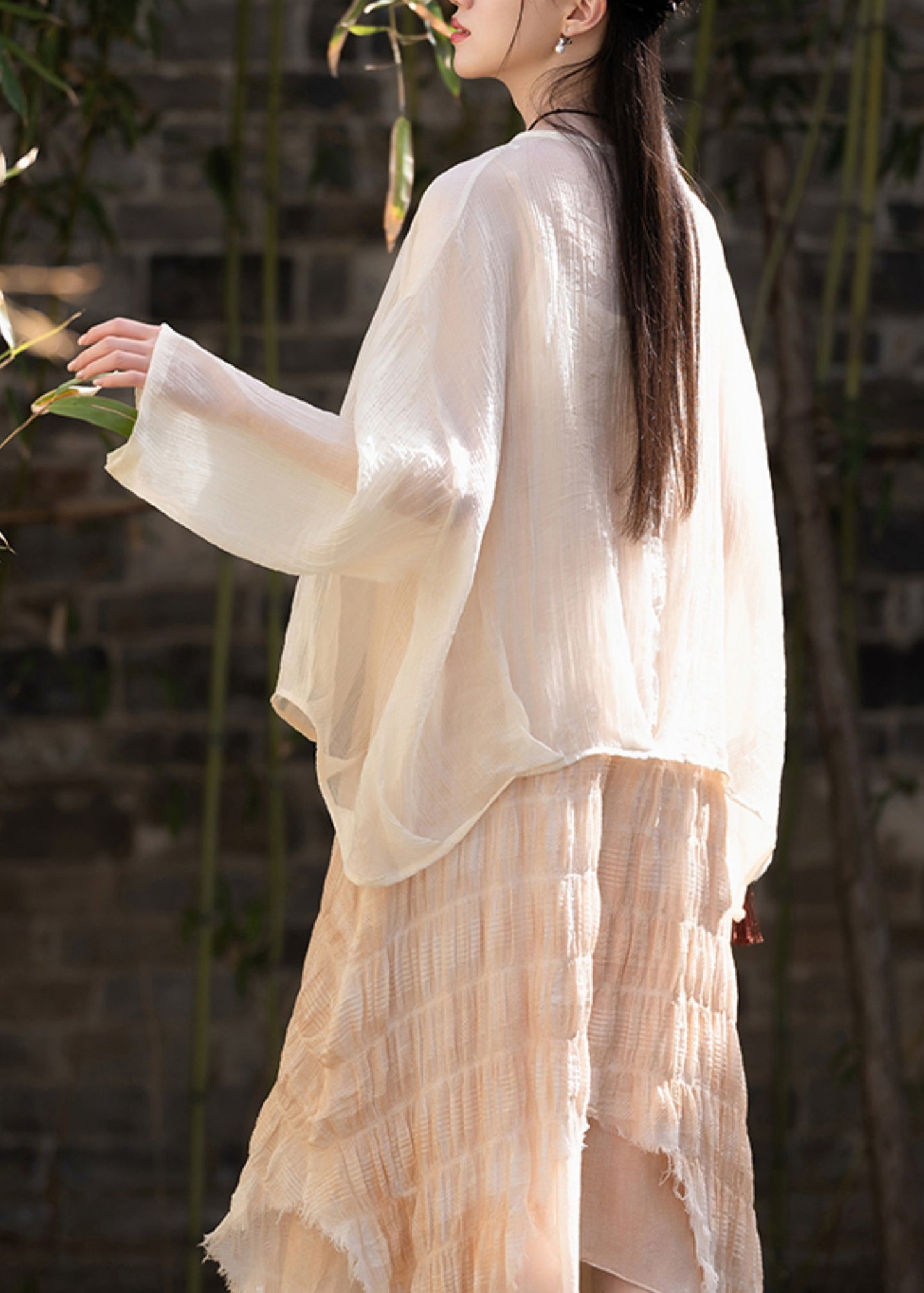 New Chinese Style Coffee Summer Thin Outerwear Cardigan Lk026