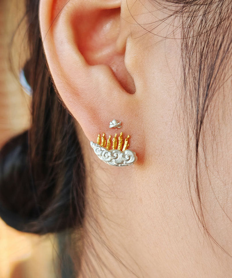 New Chinese Style Unique Design Silver Stud Earrings