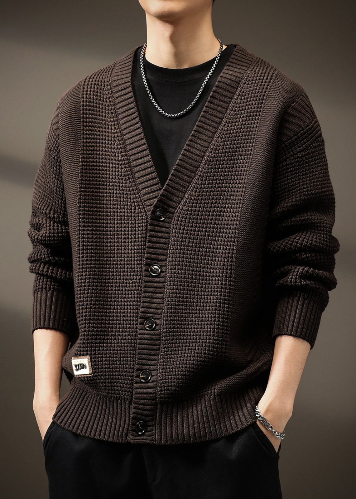 Button Spring Neck New Coffee Cardigans V Knit