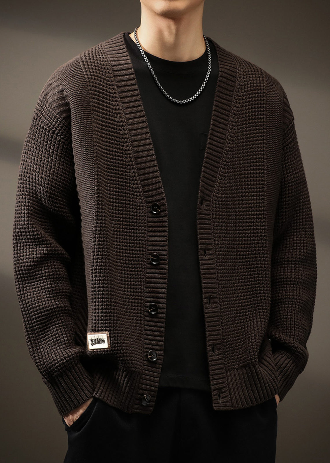 Button Spring Neck New Coffee Cardigans V Knit