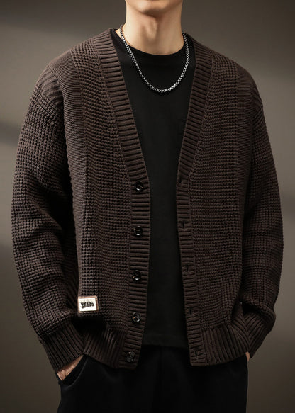 Button Spring Neck New Coffee Cardigans V Knit