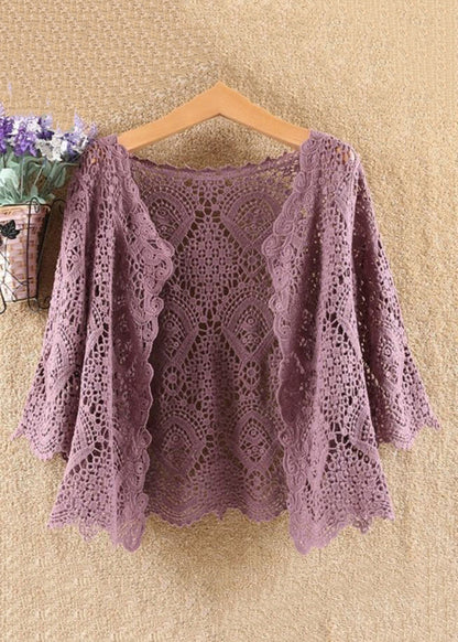 New Green Hollow Out Cotton Knit Cardigans Summer As1056