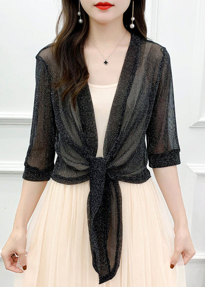 New Red Lace Up Tulle Cardigan Half Sleeve As1026