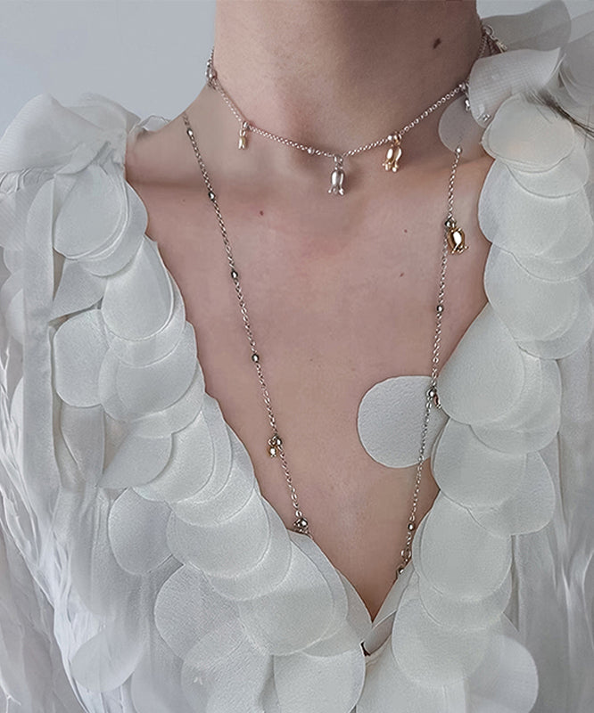 New Silk Alloy Tassel Lariat Necklace