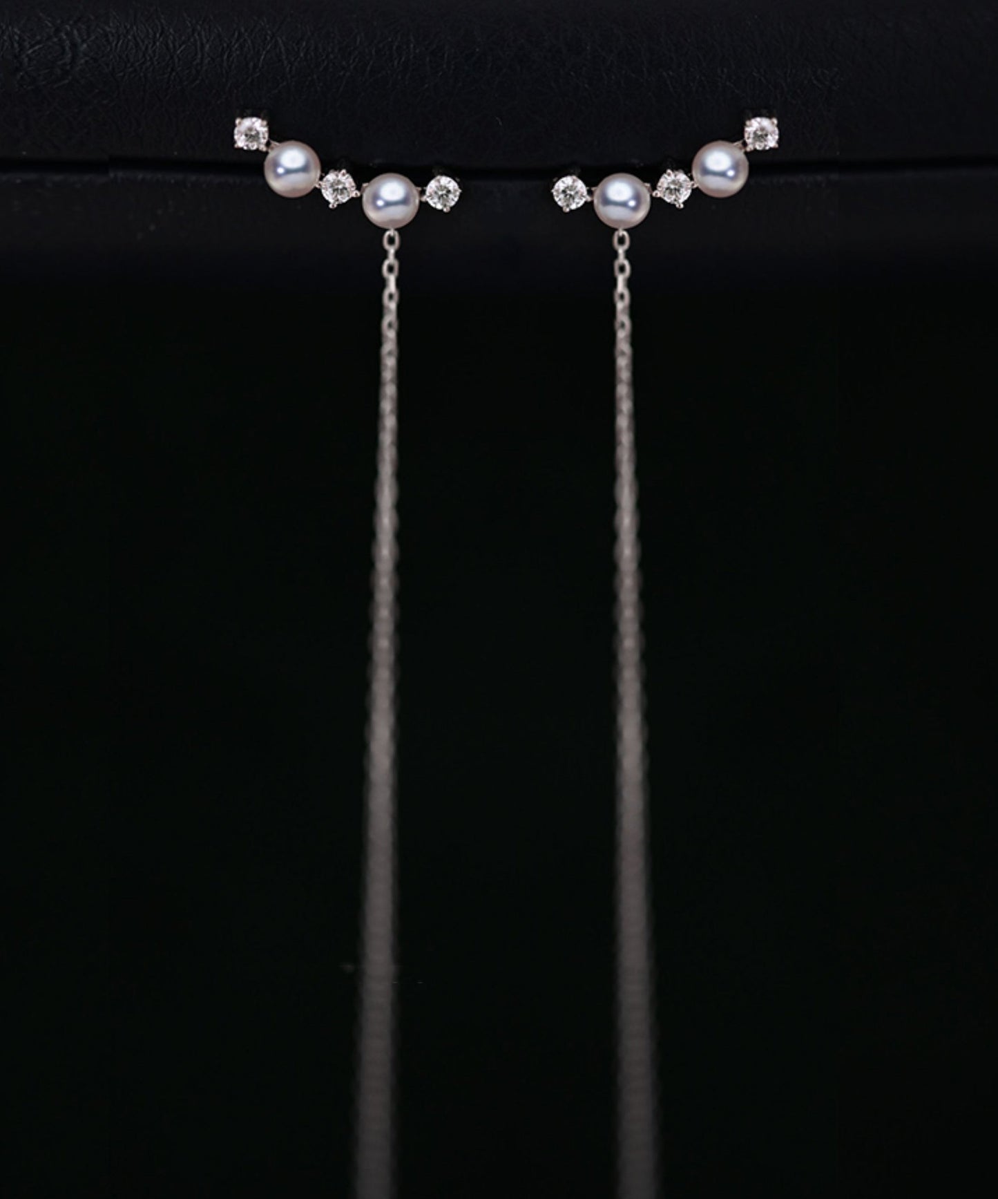 New Silver Tassel Pearl Zircon Silver Drop Earrings