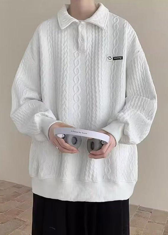 Pan Tc028 Sweatshirt Peter Cotton Collar Spring Button New White