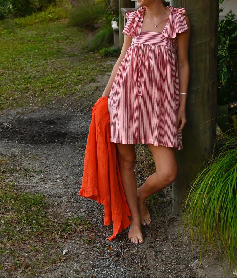 Stripe Tie-up Mini Dress