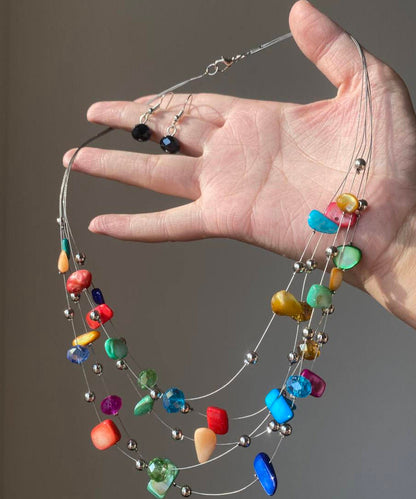Novelty Multicolor Alloy Shell Holiday Layered Princess Necklace