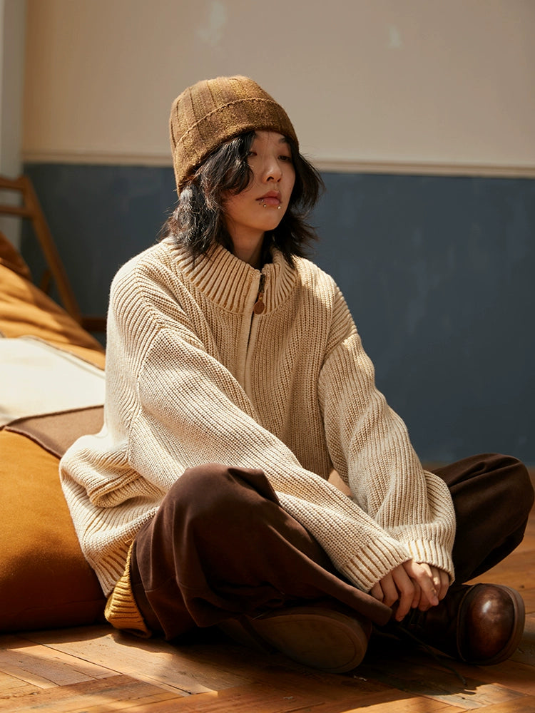 Octopusme Chunky Knit Zip-up Cardigan