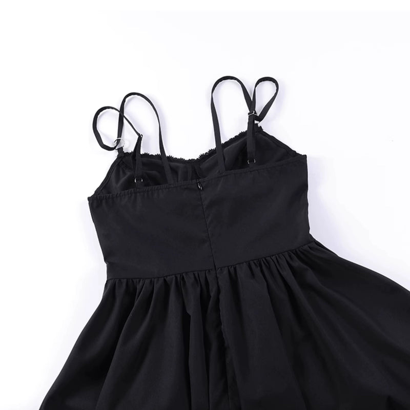 Wannathis Gothic Lolita Dress Set - Black Corset Mini Dress With Lace Bolero and Gloves