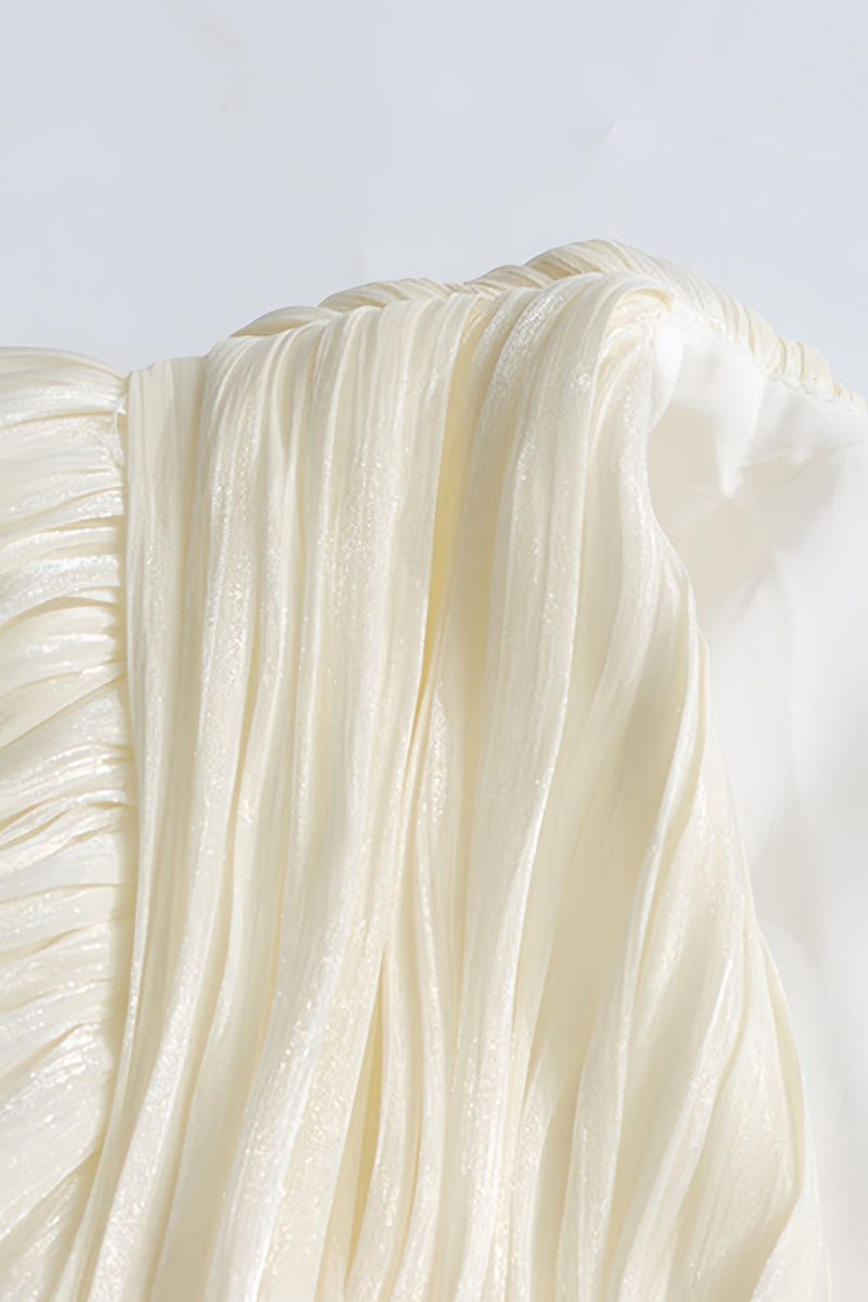 Clark White 3d Flower Pleated Mini Dress