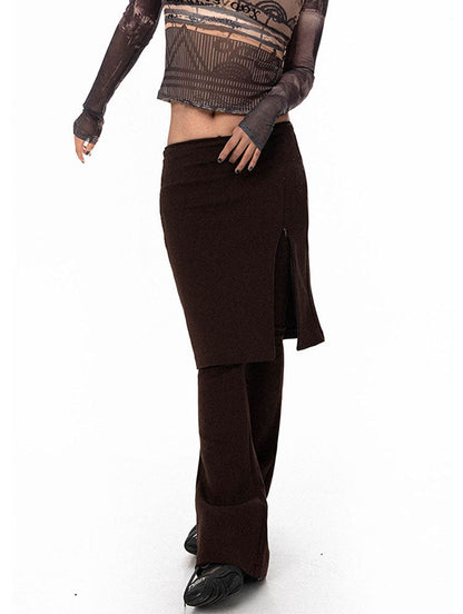 Layered Skirt-over-pants