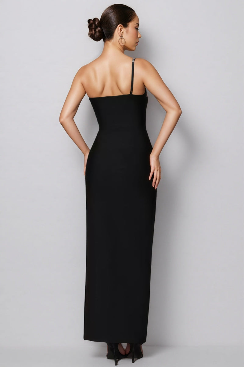 Isolld Diamond-studded High Slit Maxi Dress