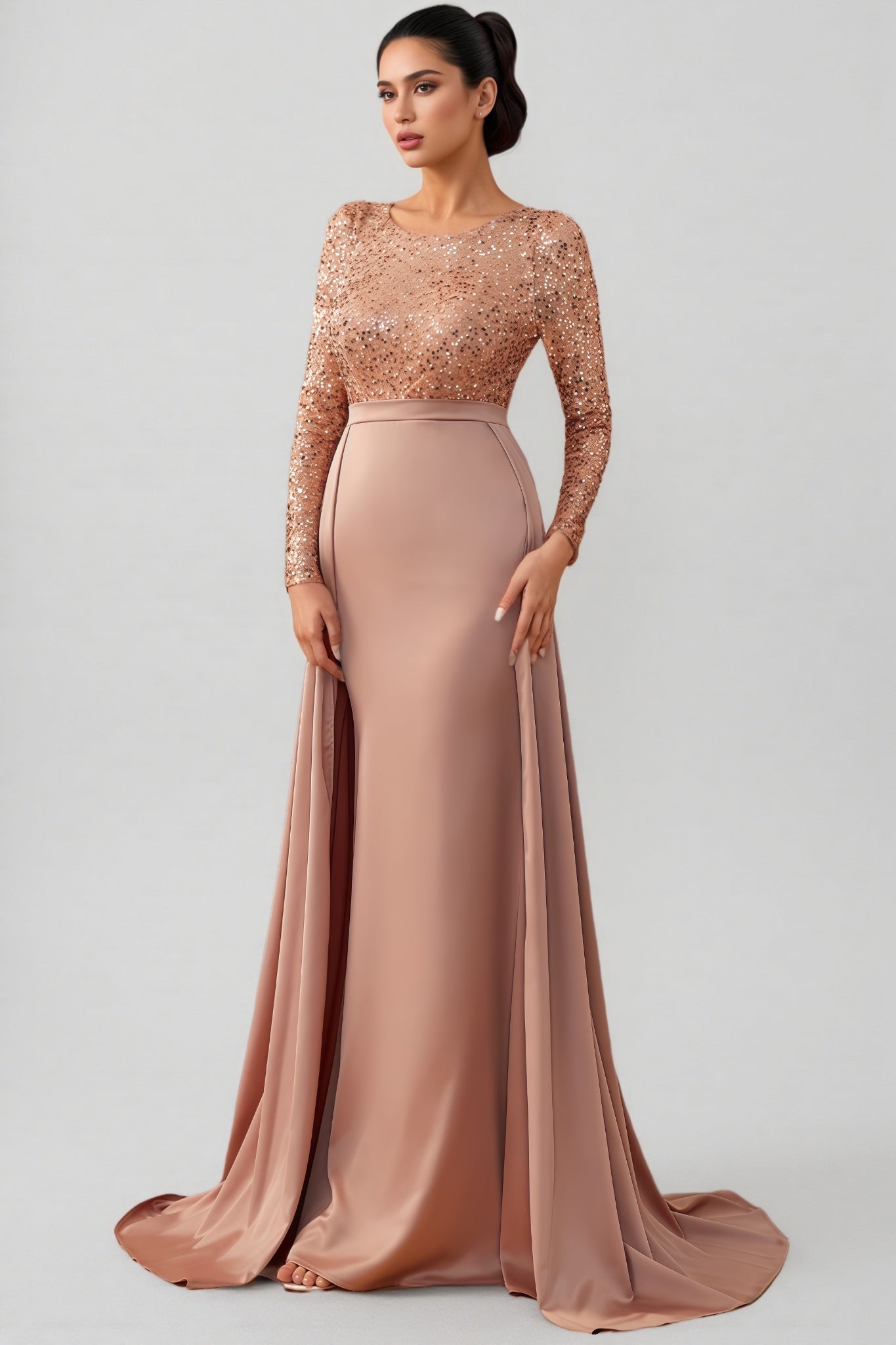 Madison Sequined Long Sleeve Maxi Dress
