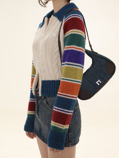 Colorful Striped Raglan Cardigan