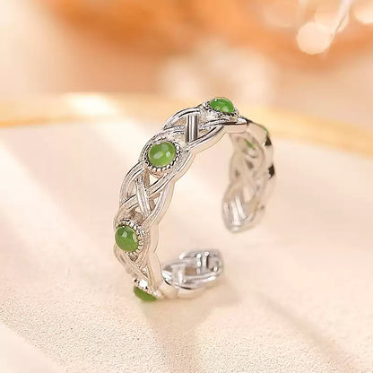 Jade Eternity Gold-plated Sterling Silver Ring