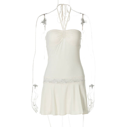 Haydee Lace Halter Mini Dress