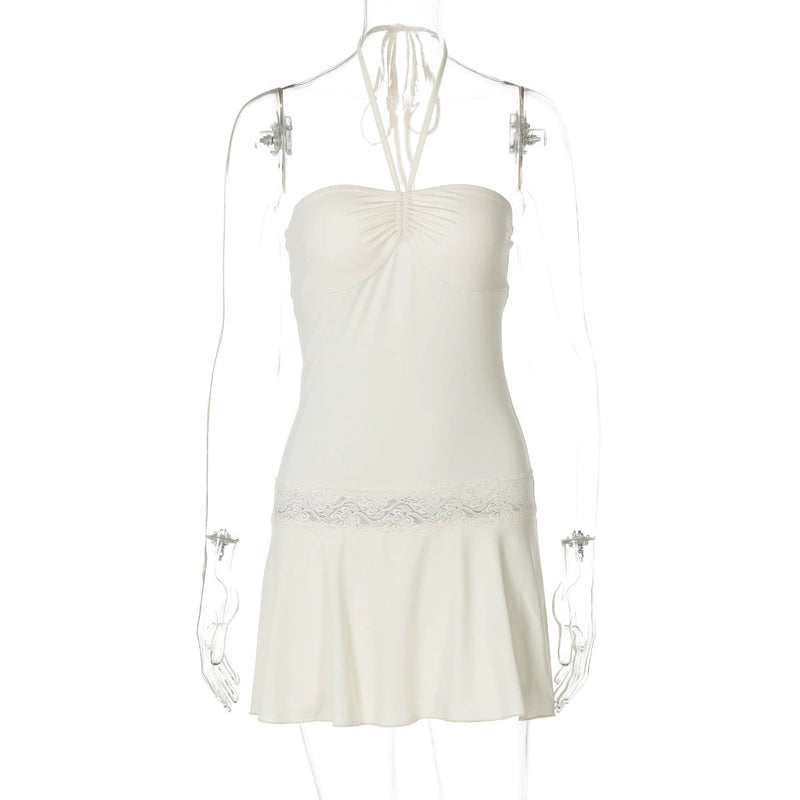 Haydee Lace Halter Mini Dress