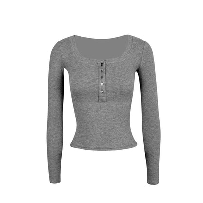 U-neck Slim-fit Long-sleeve T-shirt