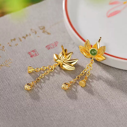 Lotus Jade Dangle Earrings