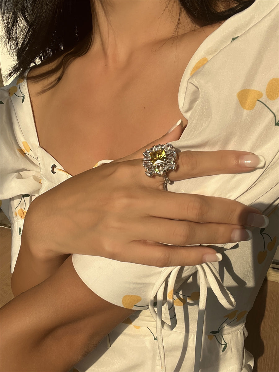 Rena Golden Zircon Crystal Ring