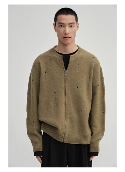 Irregular Distressed Open-knit Cardigan/vest