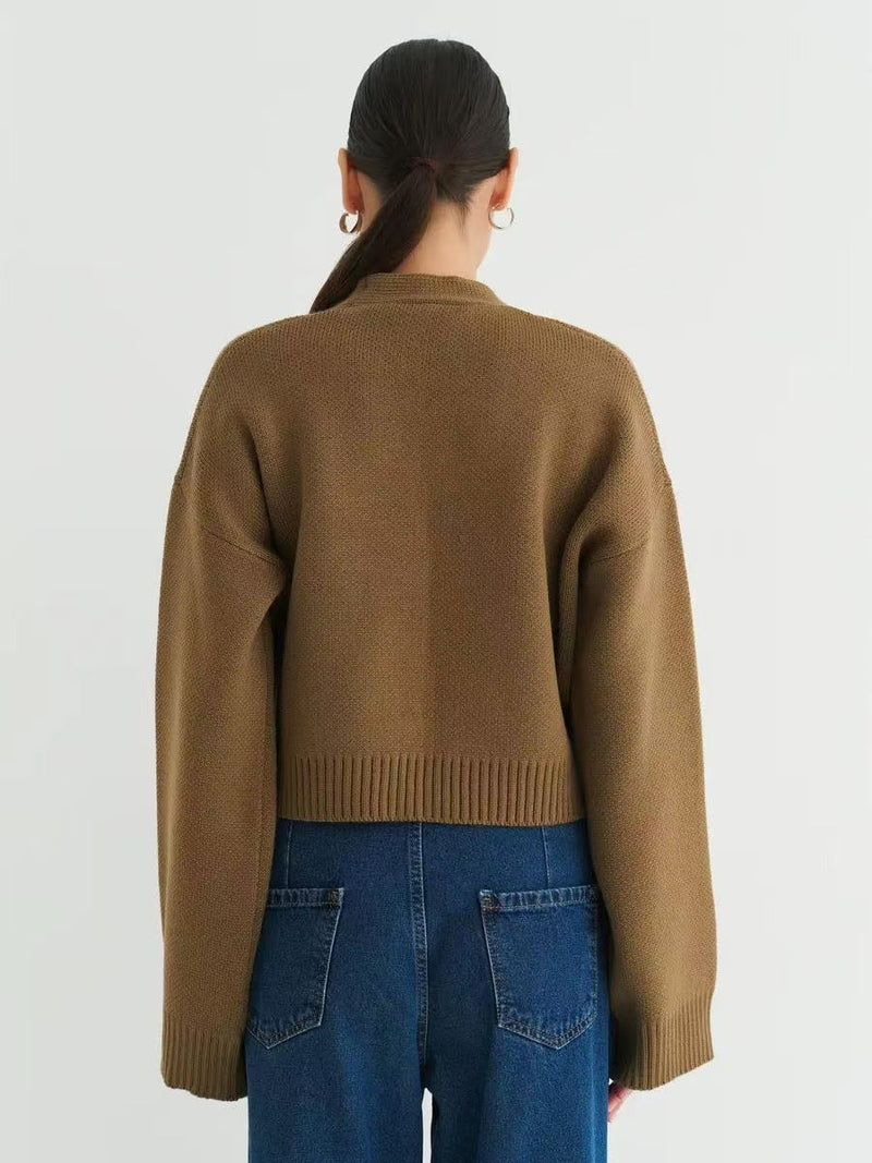 Custom Color V-neck Loose Knit Cardigan
