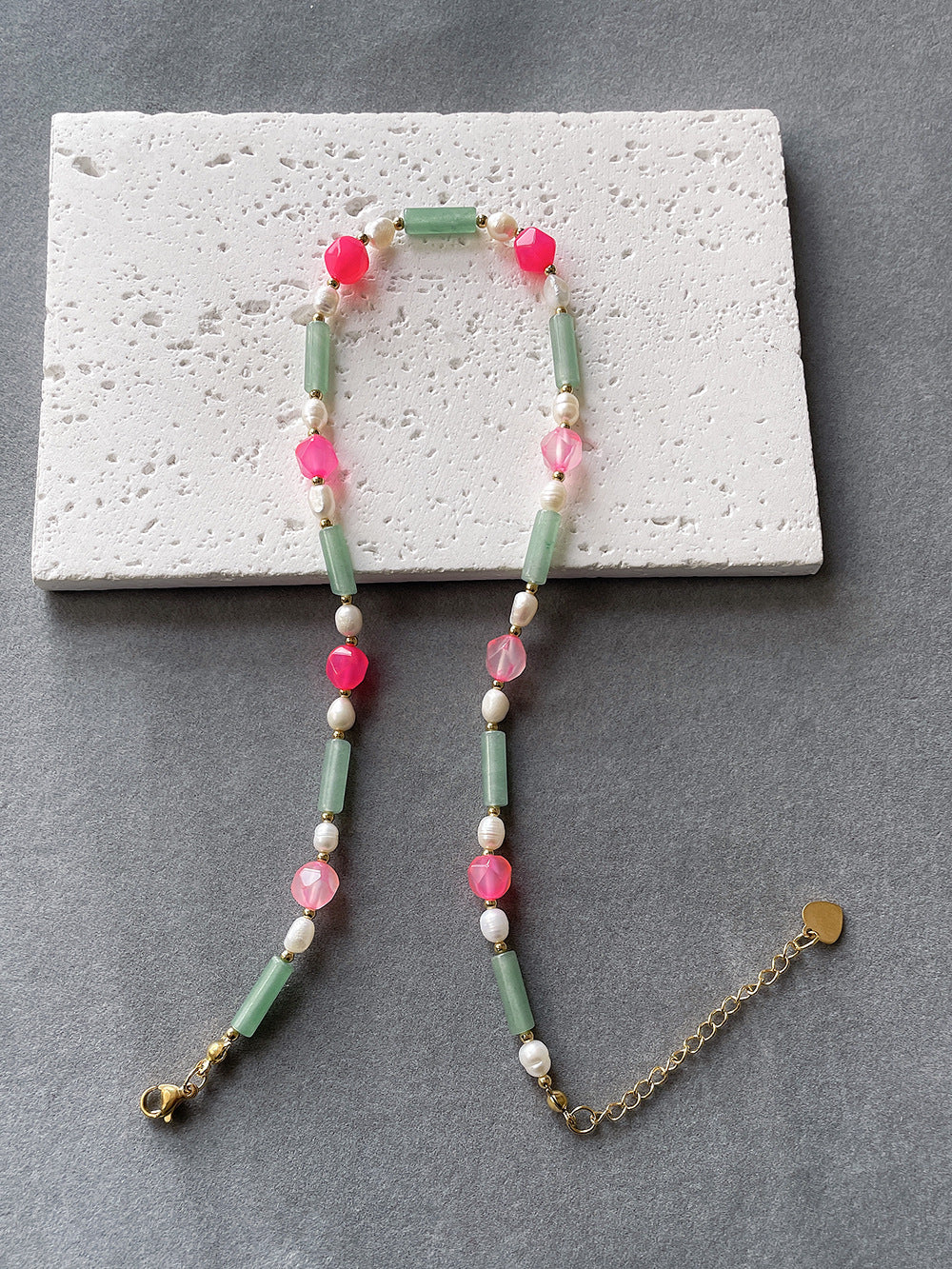 Clara Jade &amp; Pearl Beaded Necklace