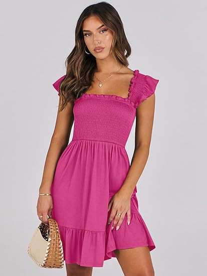 Clothing Shein Sleeveless Square Collar Pleated Backless Short Mini Dress