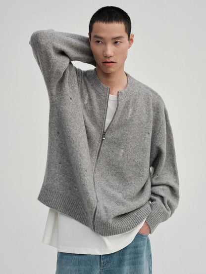 Irregular Distressed Open-knit Cardigan/vest