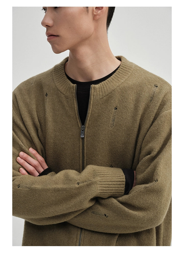 Irregular Distressed Open-knit Cardigan/vest