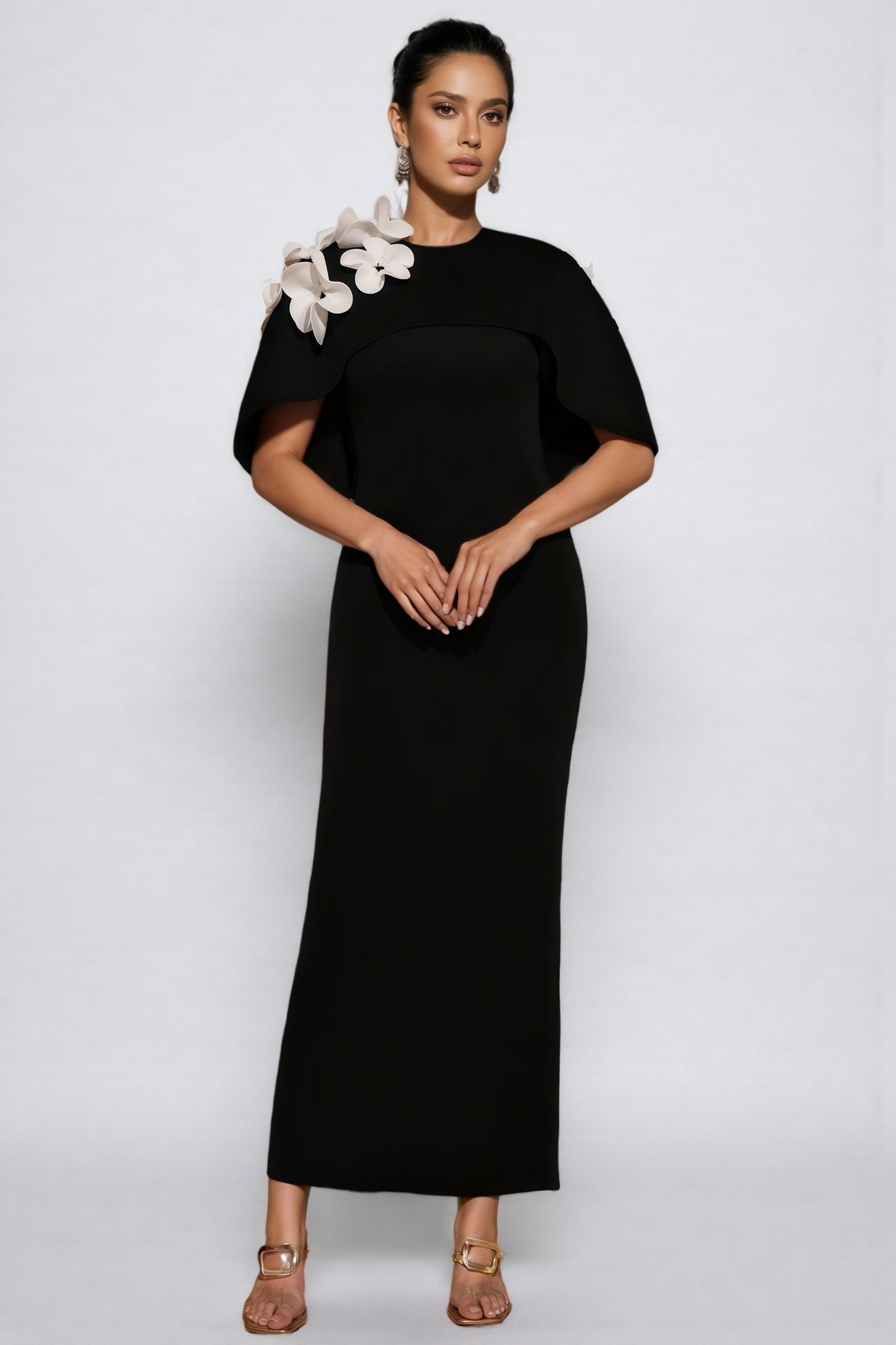 Elma Black 3d Maxi Dress