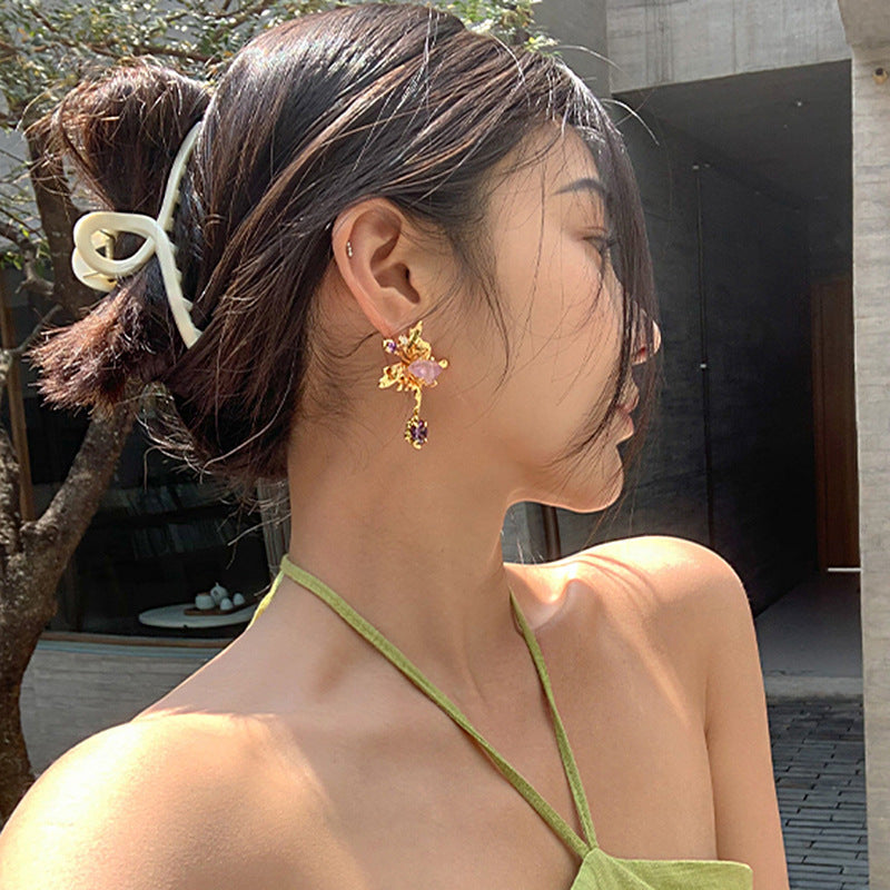 Fiona Amethyst and Pearl Butterfly Earrings