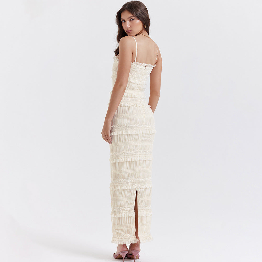 Dress High Elastic Sequin Lace Slim Fit Backless Maxi Dress Cami Dress Summer