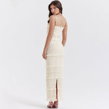 Dress High Elastic Sequin Lace Slim Fit Backless Maxi Dress Cami Dress Summer