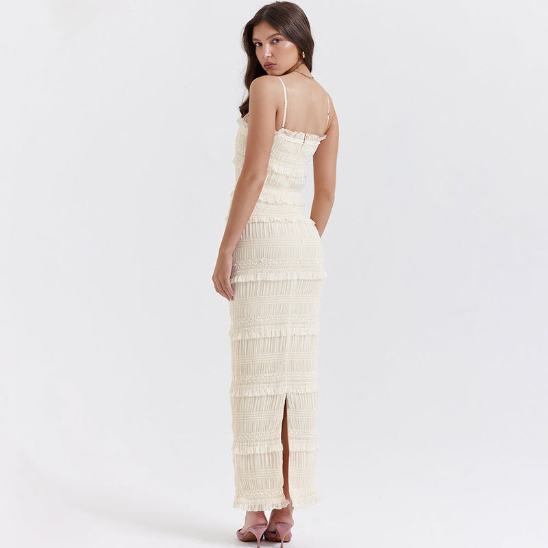 Dress High Elastic Sequin Lace Slim Fit Backless Maxi Dress Cami Dress Summer