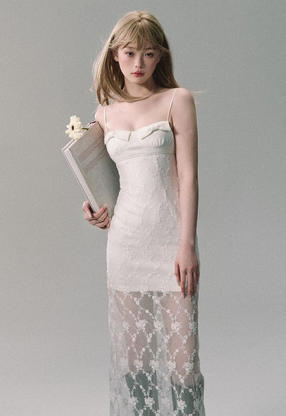 White Lace Slip Maxi Dress