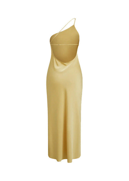Golden Hour - Satin One-shoulder Backless Maxi Dress
