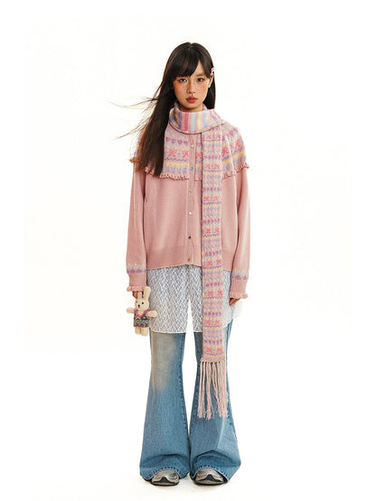 Fringe Fairisle Crochet Cardigan