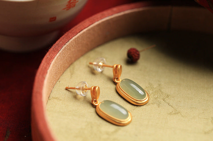 Jade Elegance Silver Drop Earrings