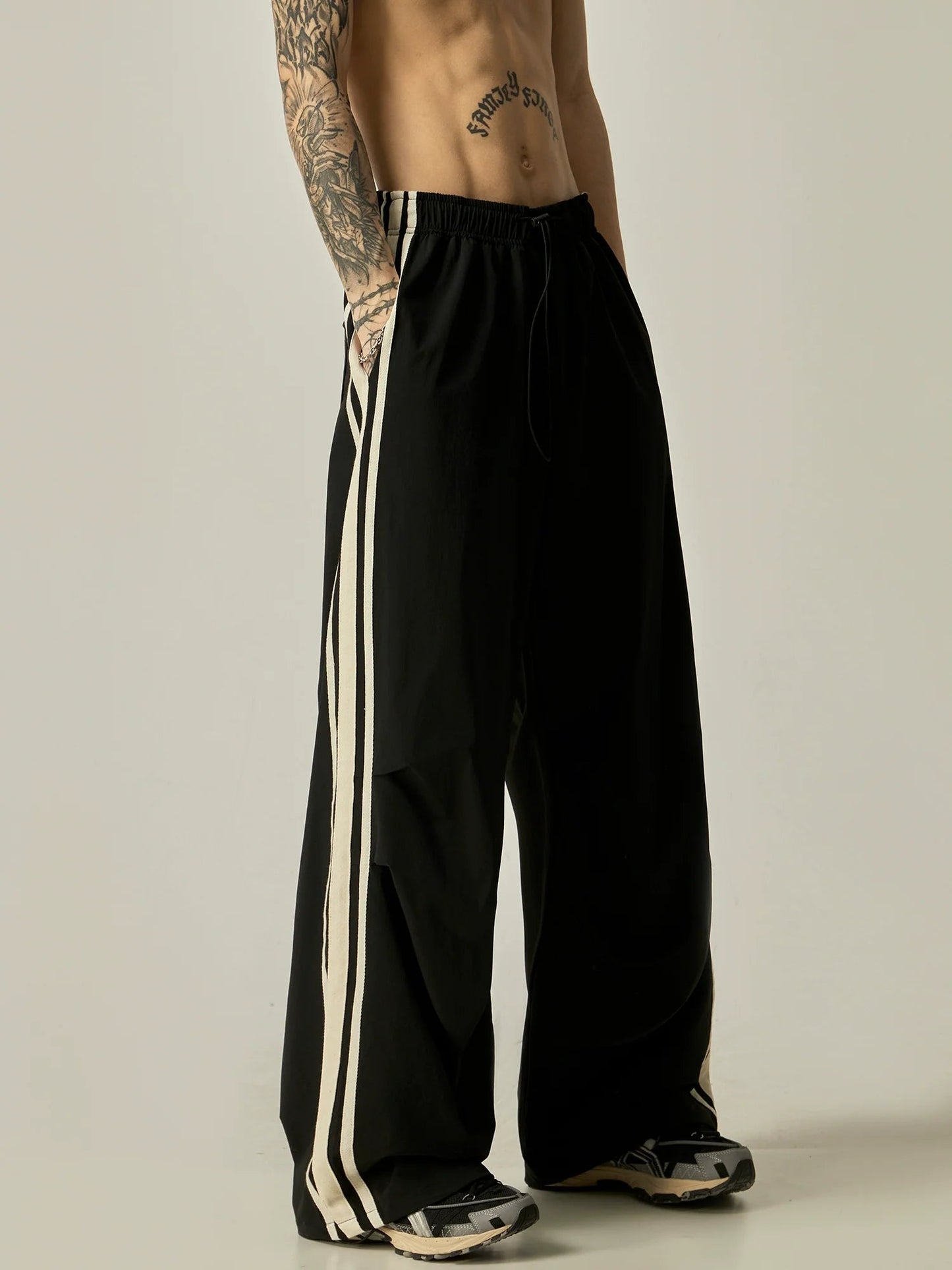 Wide-leg Triple Stripe Athletic Pants