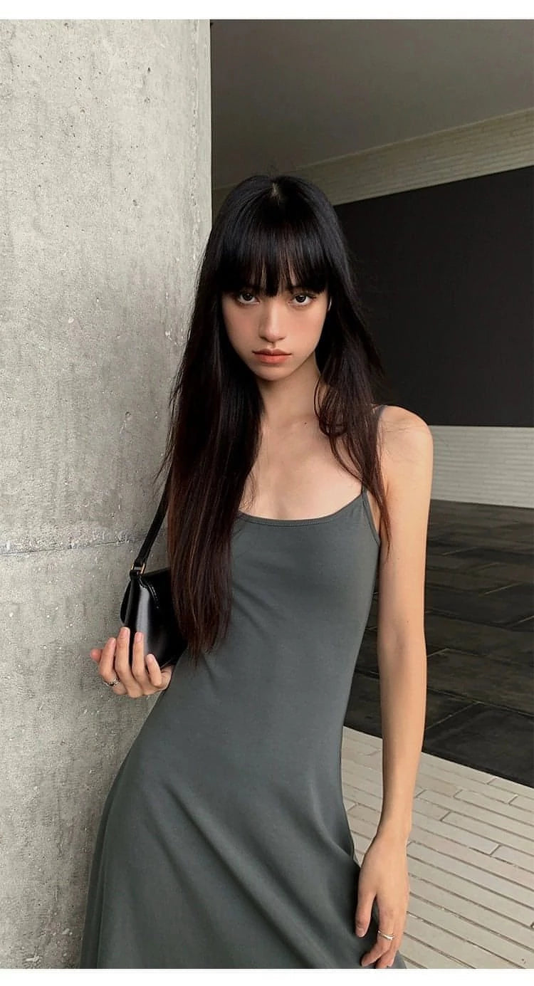 Summer Black Slimming Spaghetti Strap Maxi Dress