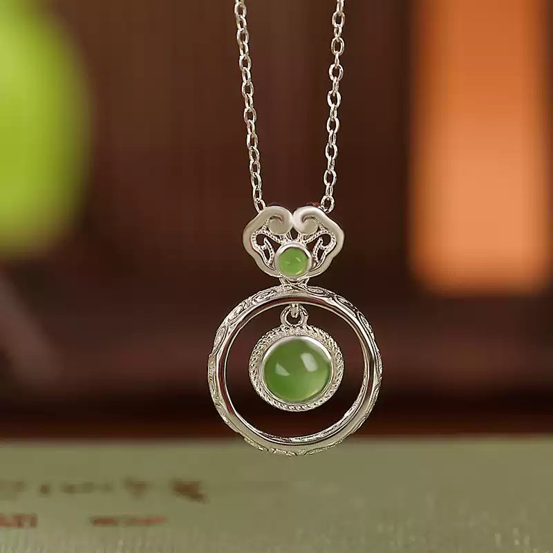 Jade Double Circle Pendant Necklace