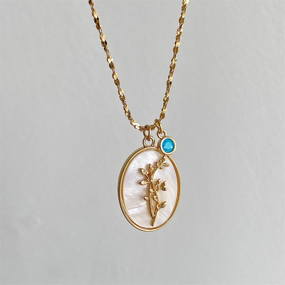 Anslee Mother-of-pearl Birth Flower Necklace