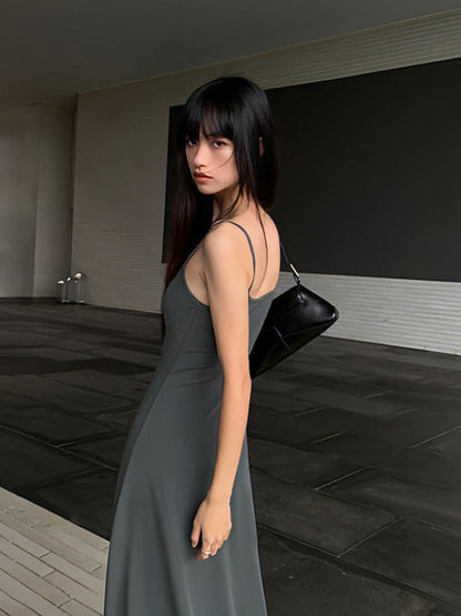 Summer Black Slimming Spaghetti Strap Maxi Dress