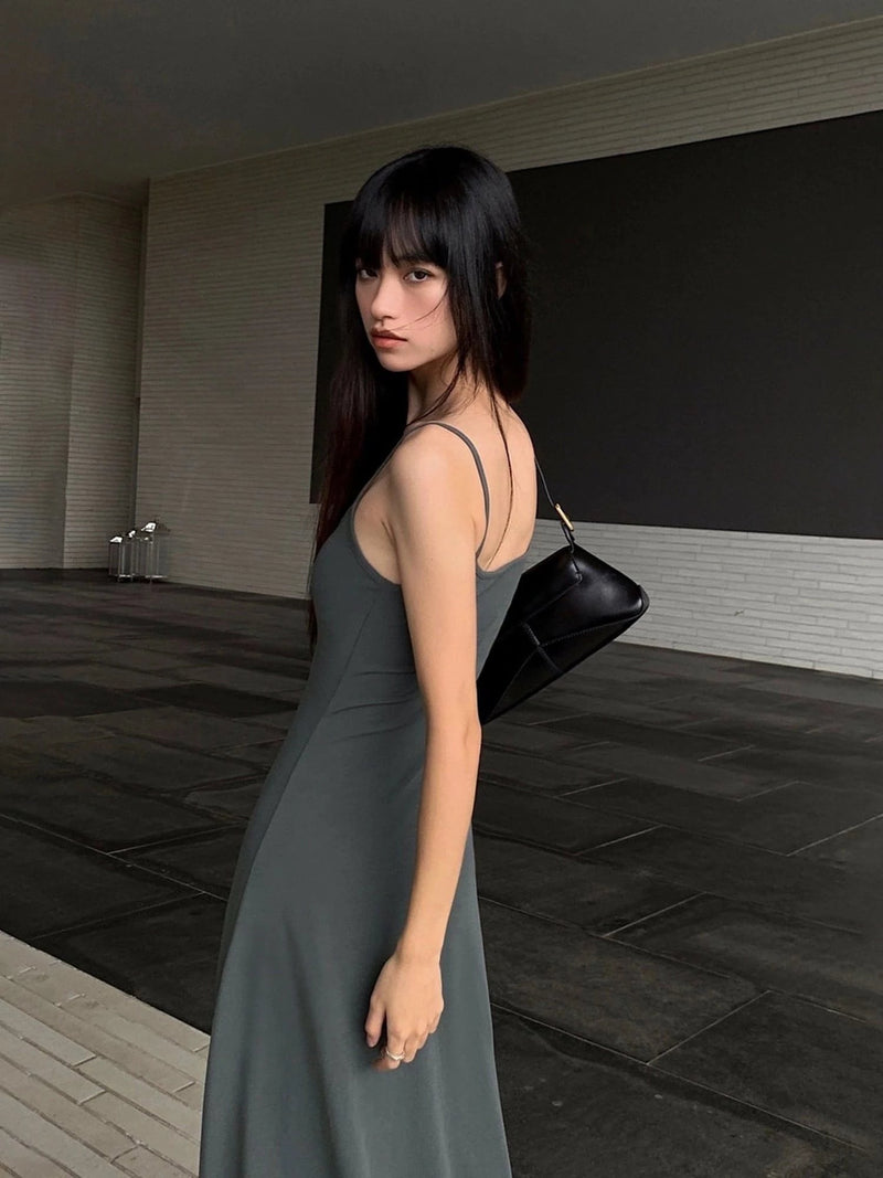 Summer Black Slimming Spaghetti Strap Maxi Dress