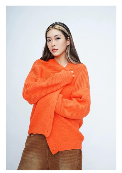 Oversized Fuzzy Cardigan With Pom-pom Detail