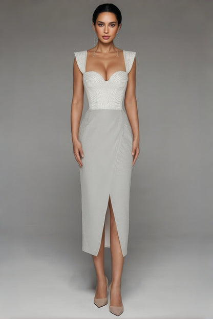 Dune Backless Split Maxi Dress-white