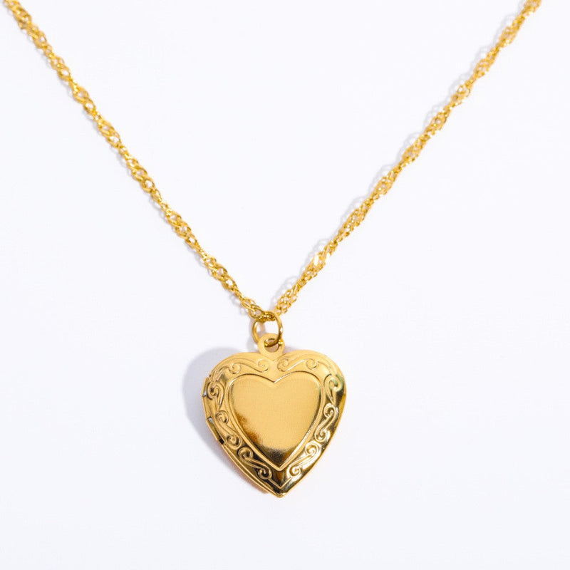 Zircon Heart Locket Necklace